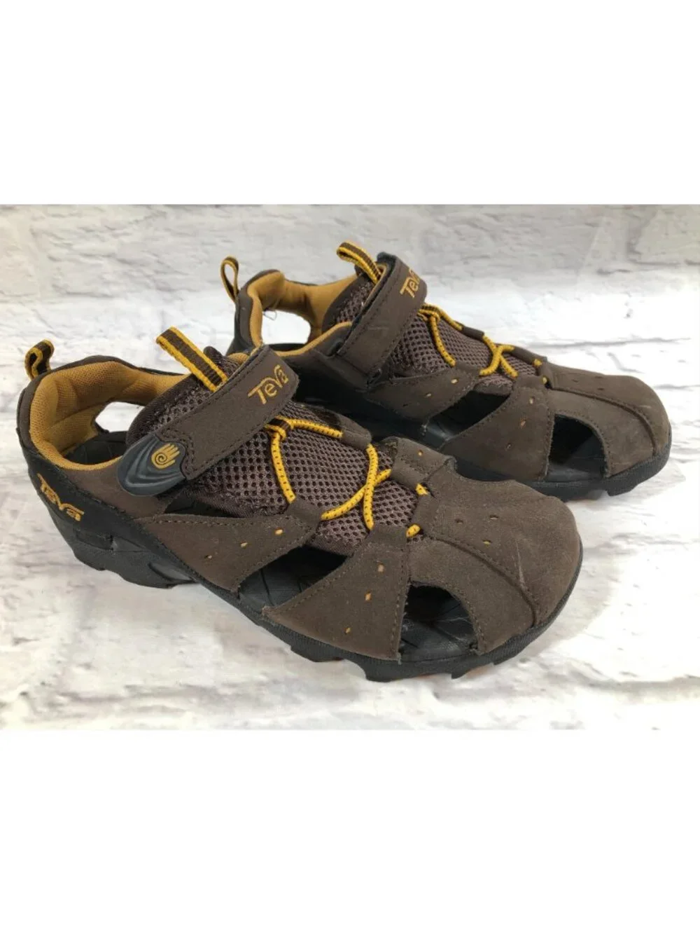 Teva Big Kids 6 / 36 Dozer Trail 6226 Brown Yellow Closed Toe Sport Sandals